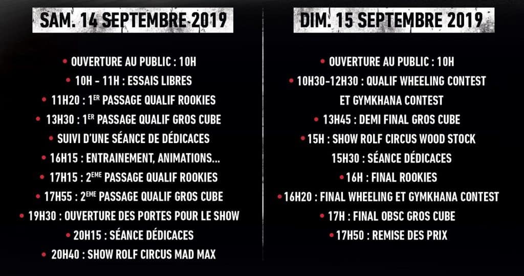 horaires Ouest Bike Show Contest 2019