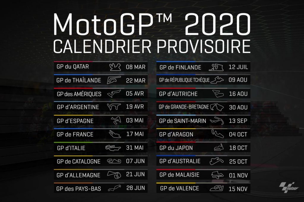 calendrier provisoire MotoGP 2020